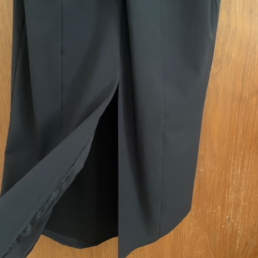 EUC Cinq a Sept Black McKenna Midi Dress Twist Front Slit - Picture 10 of 12